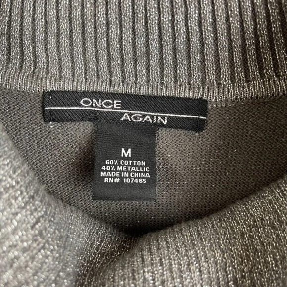 Once Again Women 3/4 Sleeve Metallic Cowl Neck Sweater Size M - Picture 3 of 7